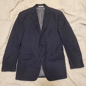 Wool Navy Pinstripe Suit Jacket
